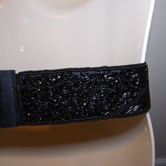 Vintage 80's Le Regale LTD. Hand Made Black Beaded Belt - Picture 9 of 14